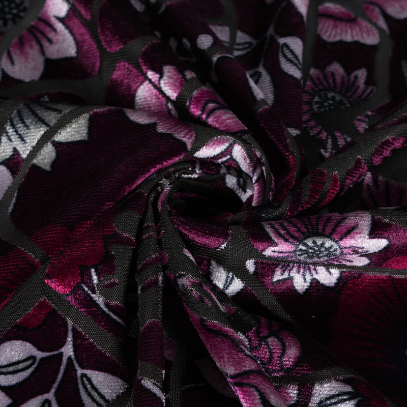 Nylon Polyester Spandex Burnt-Out Printed Korean Velvet Fabric 282